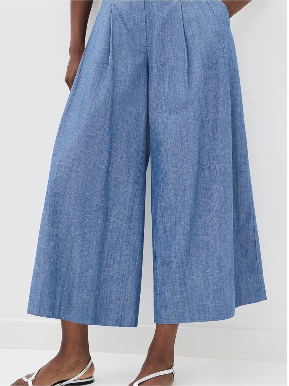 Haven Well Within Talbots Tencel Linen Wide Leg Palazzo Pants Blue Gray
